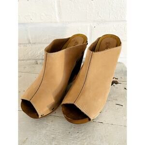 Bagatt Leather Clog Mules EU 39 US 8.5 Wooden Heel